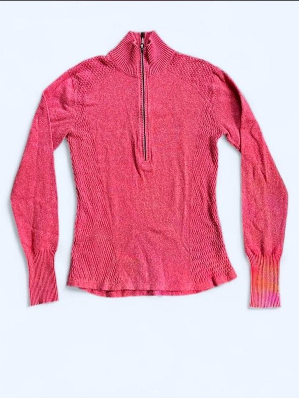 Eddie Bauer pink rose quarter zip sweater with textured knit